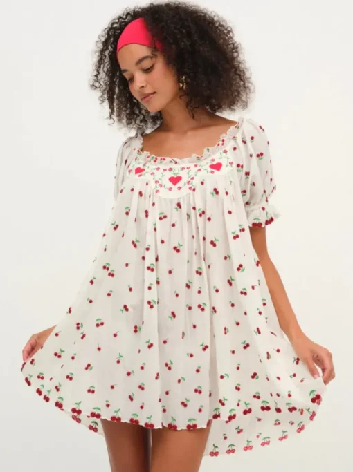 Beaded Cherries Slip Dress