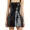 Bethany Skort Romper - Black Leather