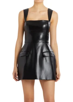 Bethany Skort Romper - Black Leather