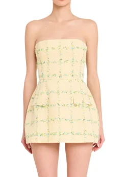 Bethany Skort Romper - Strapless Yellow
