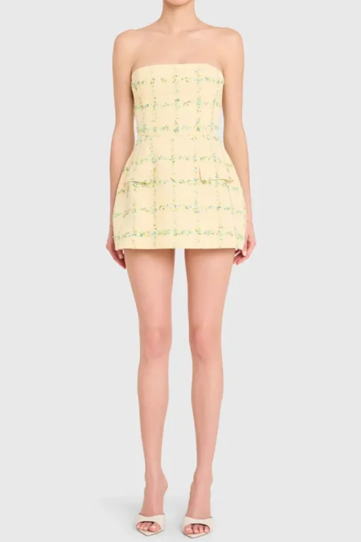 Bethany Skort Romper - Strapless Yellow