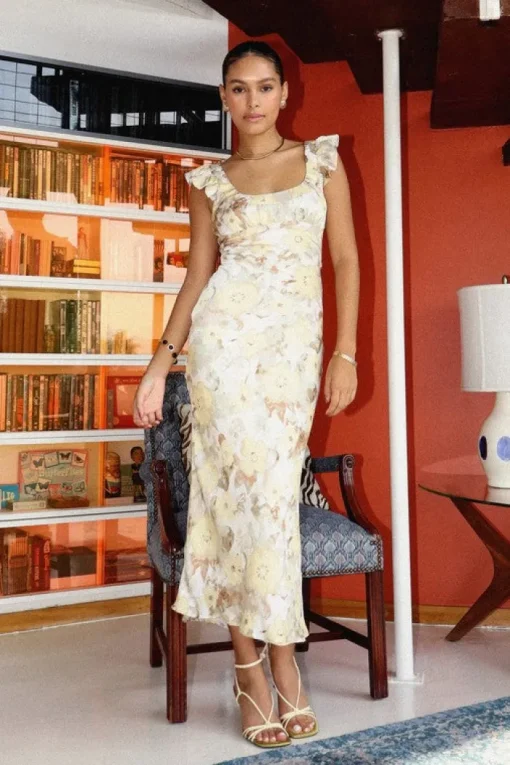 Blooming Floral Satin Maxi