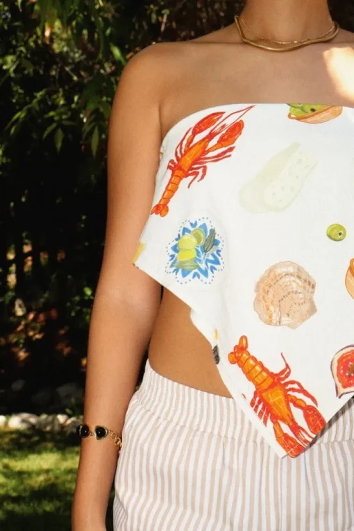 Bon Appetit Embroidered Scarf Top