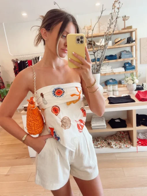 Bon Appetit Embroidered Scarf Top