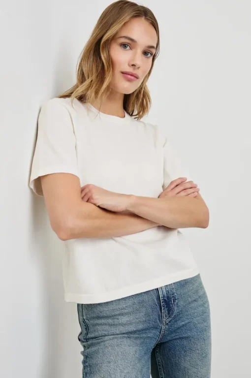 Cotton Cashmere Short Sleeve - White