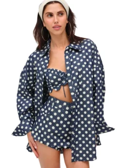 Dolly Dot Denim Button-Down Top