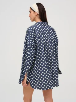 Dolly Dot Denim Button-Down Top