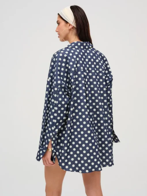 Dolly Dot Denim Button-Down Top
