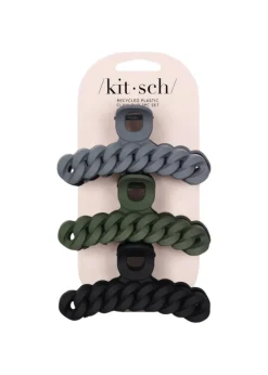 Eco-Friendly Chain Claw Clip 3pc - Black/Moss