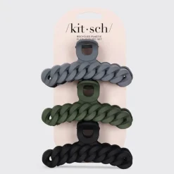 Eco-Friendly Chain Claw Clip 3pc - Black/Moss