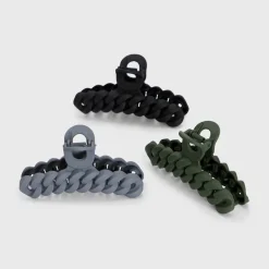Eco-Friendly Chain Claw Clip 3pc - Black/Moss