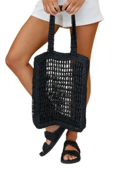 Ella Shoulder Bag - Black Crochet
