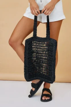Ella Shoulder Bag - Black Crochet