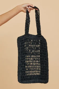 Ella Shoulder Bag - Black Crochet