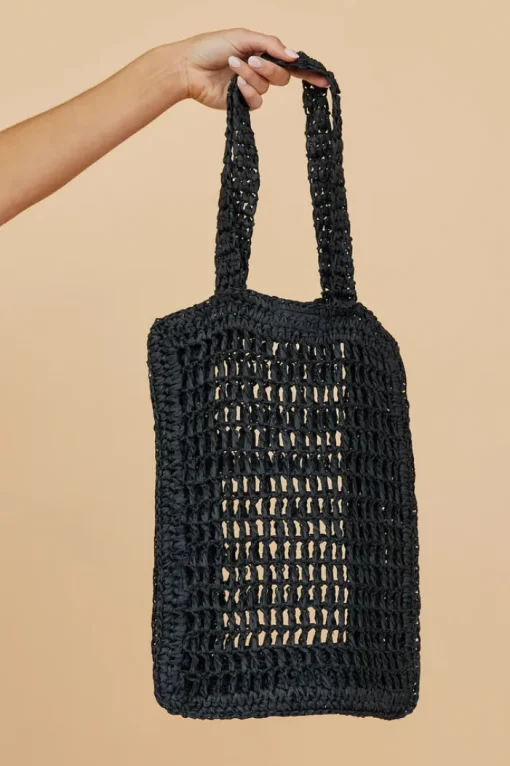 Ella Shoulder Bag - Black Crochet