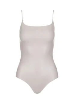 Faux Leather Cami Bodysuit - Porcelain