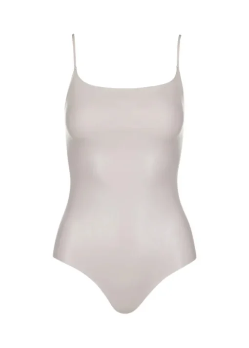 Faux Leather Cami Bodysuit - Porcelain