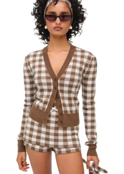 Gingham Knit Cardigan