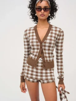 Gingham Knit Cardigan