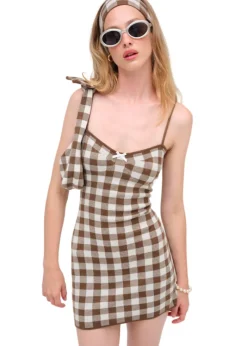 Gingham Knit Mini Dress