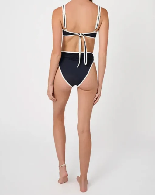 High Rise Ruched Bottom - Dark Navy/Off White