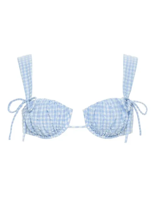 Petal Bikini Top - Peri Micro Gingham