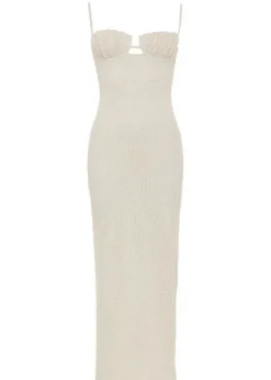 Petal Long Slip Dress - Bone Crochet