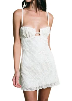 Petal Short Slip Dress - Bone Crochet