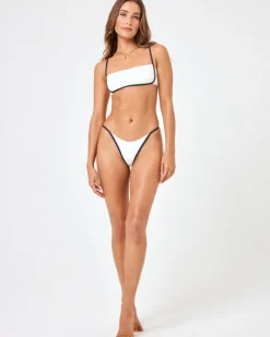 Ribbed Hazel Bikini Top - Cream-Black