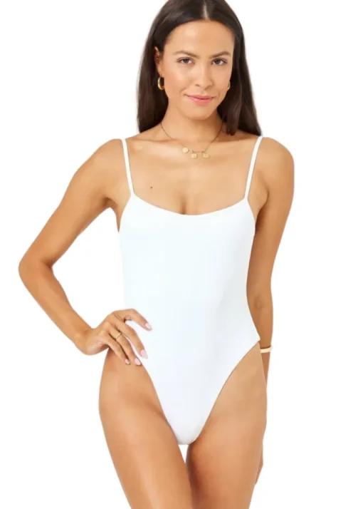 Ribbed Holly One Piece Swimsuit - White