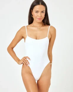 Ribbed Holly One Piece Swimsuit - White