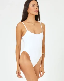 Ribbed Holly One Piece Swimsuit - White