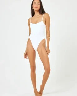 Ribbed Holly One Piece Swimsuit - White