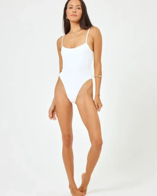Ribbed Holly One Piece Swimsuit - White