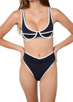Scoop Underwire Top - Dark Navy/Off White