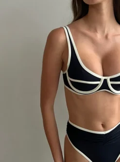 Scoop Underwire Top - Dark Navy/Off White