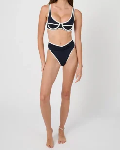 Scoop Underwire Top - Dark Navy/Off White