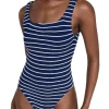 Square Neck One Piece - Navy/White (PRE-ORDER)