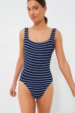 Square Neck One Piece - Navy/White (PRE-ORDER)