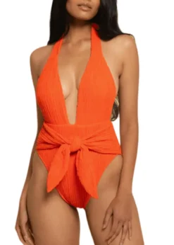Tropez Tie Up One Piece - Tangerine